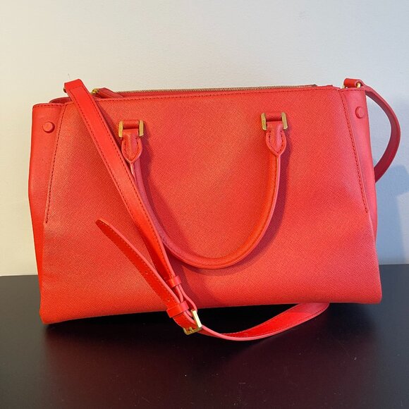 MCM 2-Way Red Leather Top Handle Shoulder Bag - Preowned